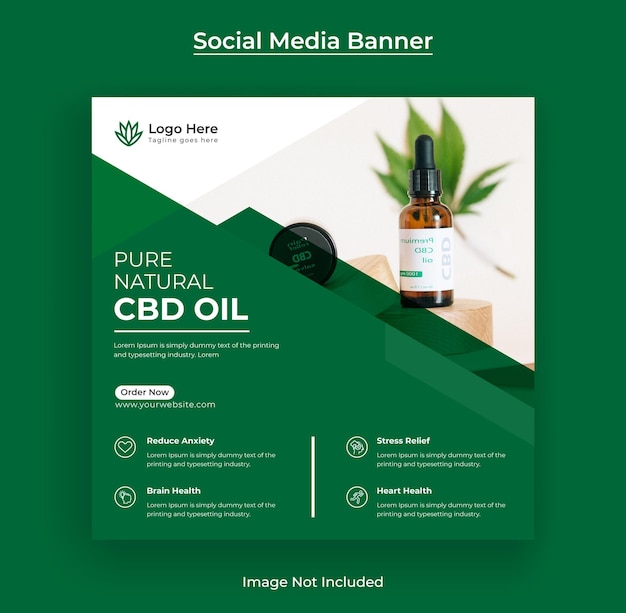 대마 또는 cbd 기름 인스 타 그램 게시물 소셜 미디어 배너 및 웹 배너 프리미엄 벡터