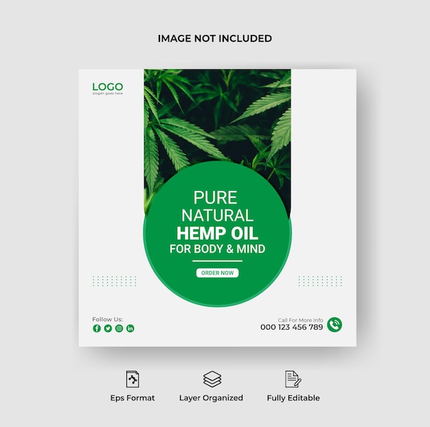 Hemp or cbd oil instagram post social media banner and web banner