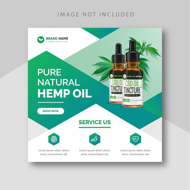 Vector hemp or cbd oil social media banner web banner