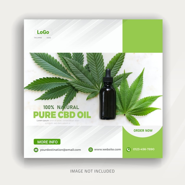 hemp or cbd oil social media post template and instagram post template