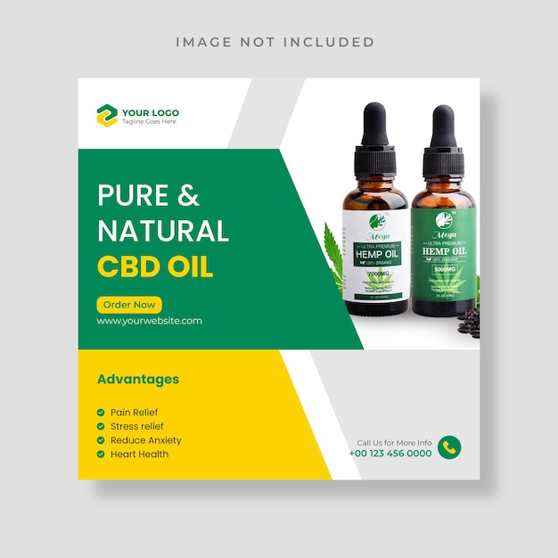 Hemp or cbd oil  social media post template and web banner