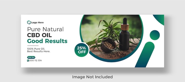 Hemp or CBD Product Facebook Cover Banner Template Design Vector