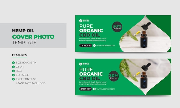 Hemp or CBD Product Facebook Cover Photo Design Modern Cannabis Sativa Social Media Template