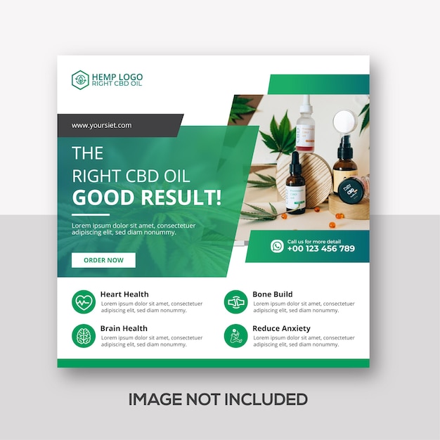 Hemp or cbd product social media facebook post template cannabis sativa product sale web banner