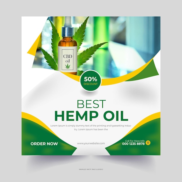 Hemp or Cbd Product Social Media Post Template Cannabis Sativa Product Sale Promotion Social Media