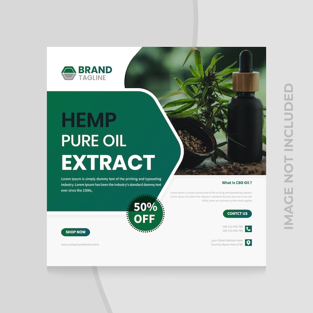 Hemp or cbd products Instagram post and social media banner templates Design