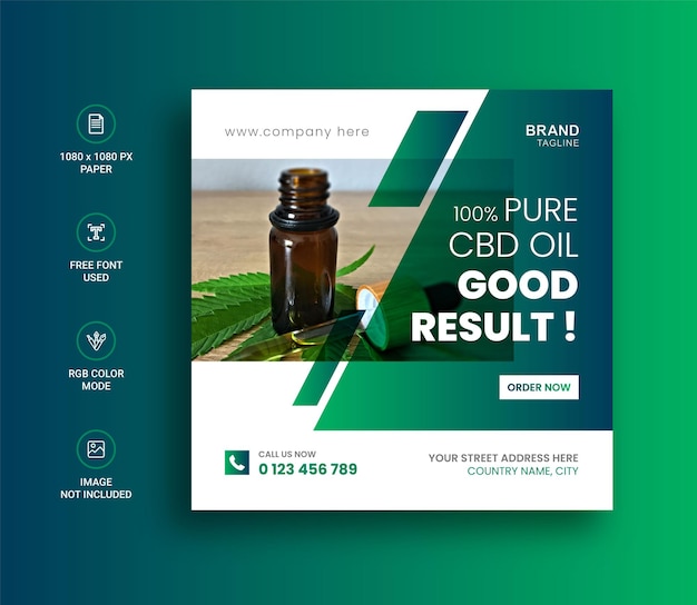 Hemp oil extract social media instagram post and banner template