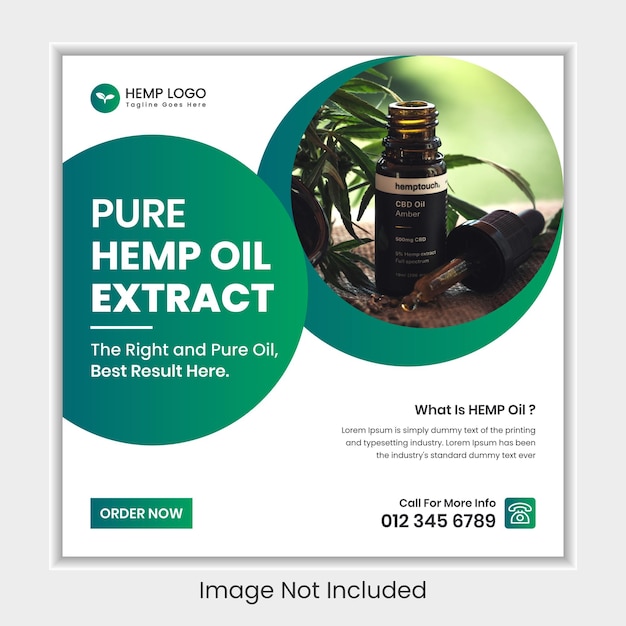 Hemp Oil Product Social Media Post Template or Hemp Product Banner Template