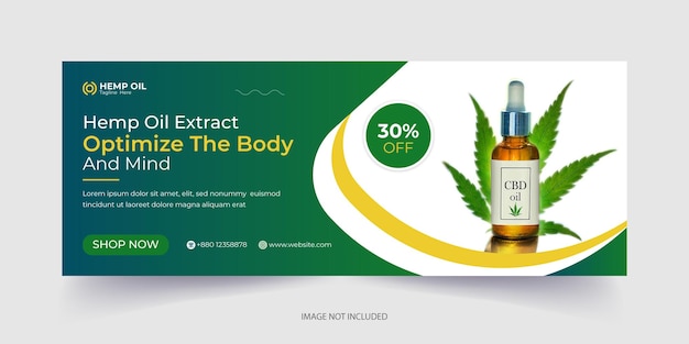 Vector hemp oil social media facebook cover template design