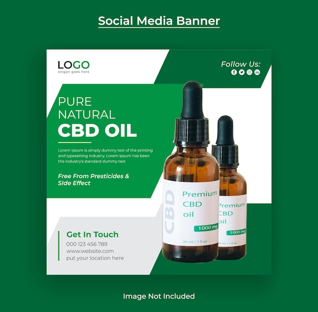 Конопля или масло cbd instagram разместить баннер в социальных сетях и веб-баннер premium векторы