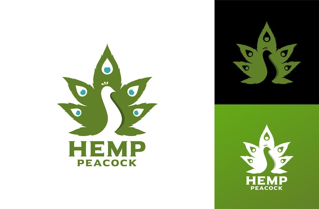 Vector hemp peacock cbd cannabis logo inspiratie