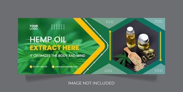 Hemp product cbd oil social media facebook cover eps