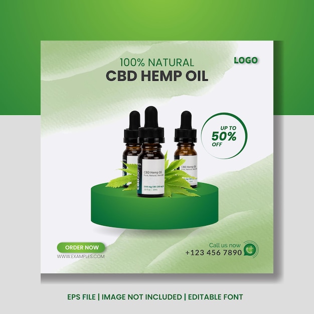 대마 제품 cbd 오일 소셜 미디어 및 Instagram 게시물 배너 템플릿