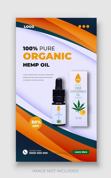 Vector hemp product cud oil service social media post template