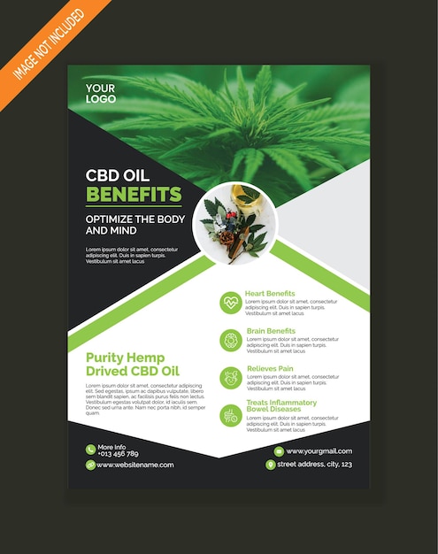 Hemp product sale rack card or dl flyer template eps