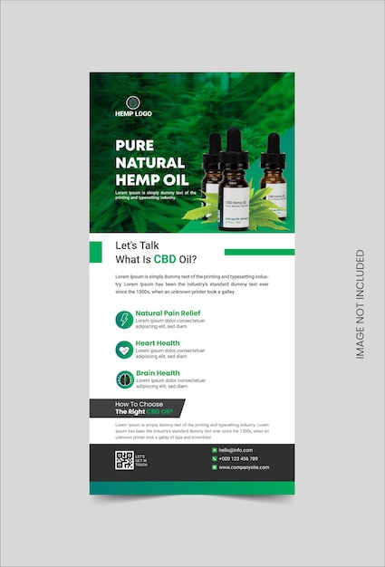 Vector hemp product sale rack card or dl flyer template