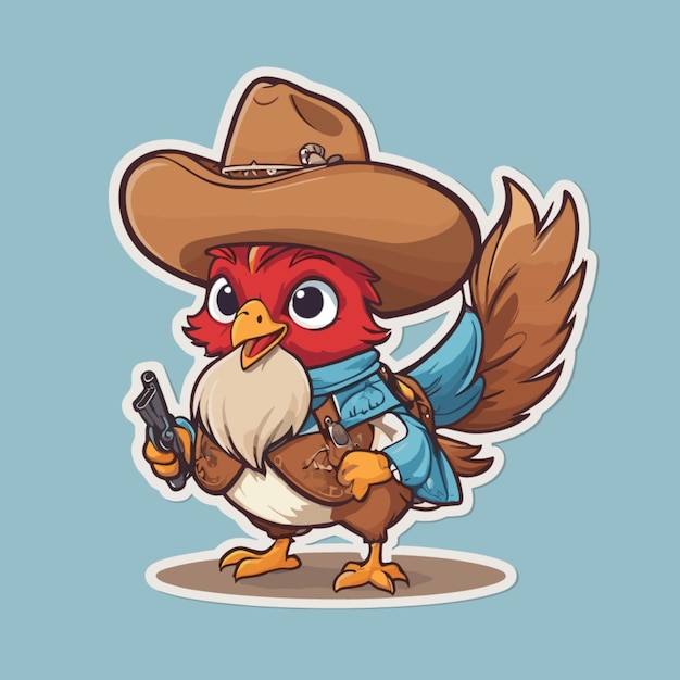 Vector hen as a cowboy cartoon vector