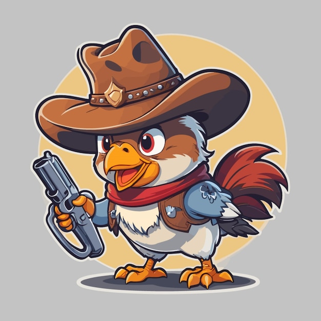 Vector hen as a cowboy cartoon vector