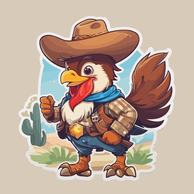 Hen as a cowboy cartoon vector