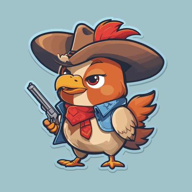 Hen as a cowboy cartoon vector