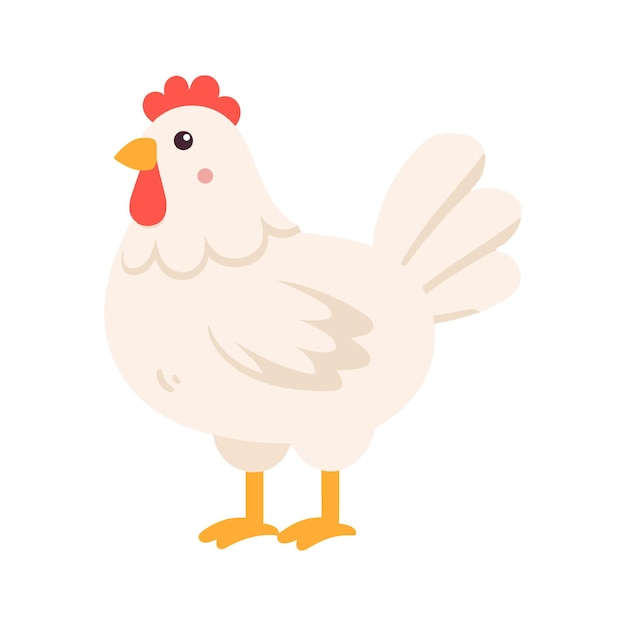 Hen illustratie in cartoon en platte stijl Boerderijdieren clipart voor kinderen