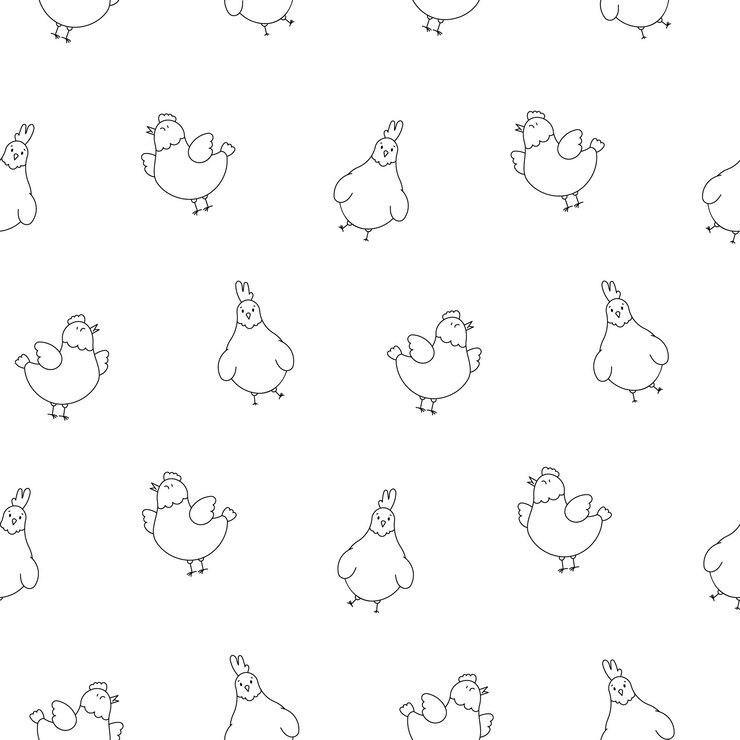 Vector hen rooster and chick coloring page