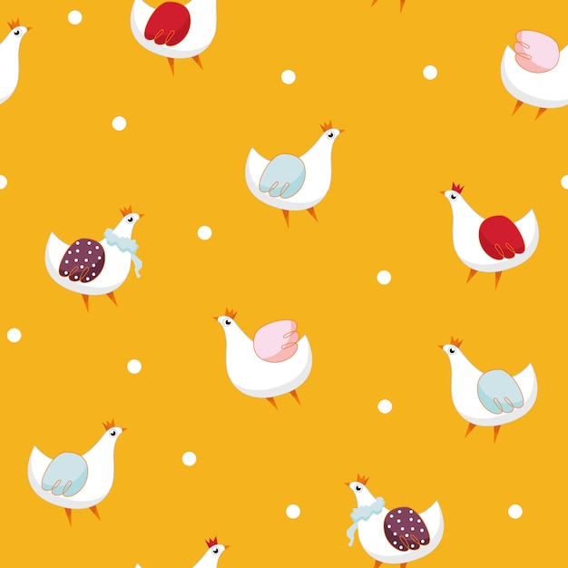 Vector hen seamless pattern