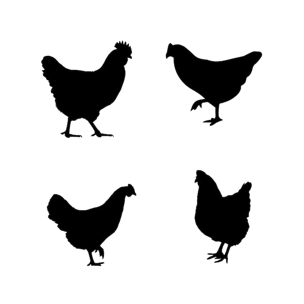 Hen silhouette set