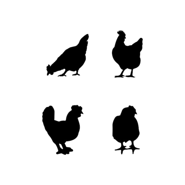 Hen silhouette set