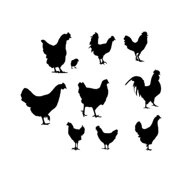 Hen silhouette set