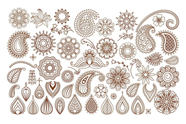 Vector henna doodle   elements