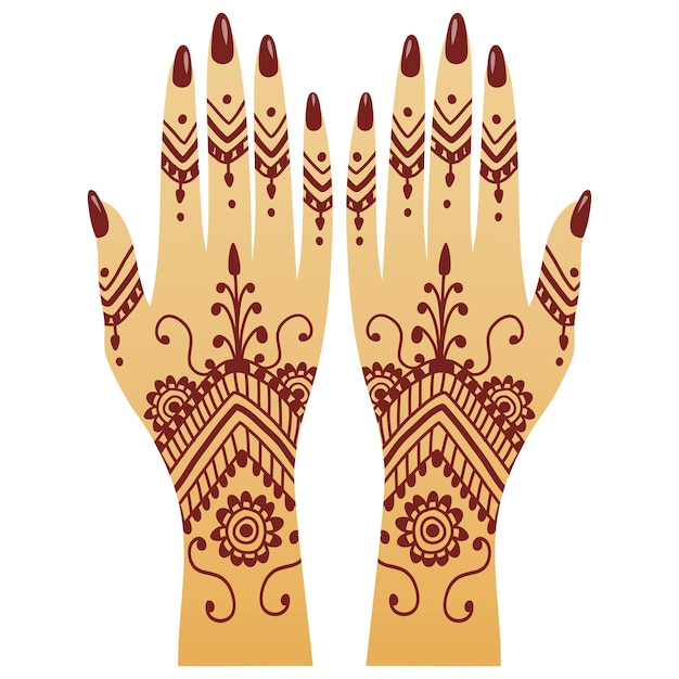 Vettore henna mehendi mani modelli illustrazione arti tradizionali vettore