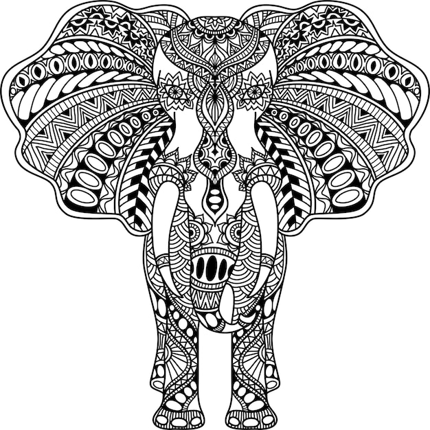 Premium Vector | Henna mehndi decorated indian elephant