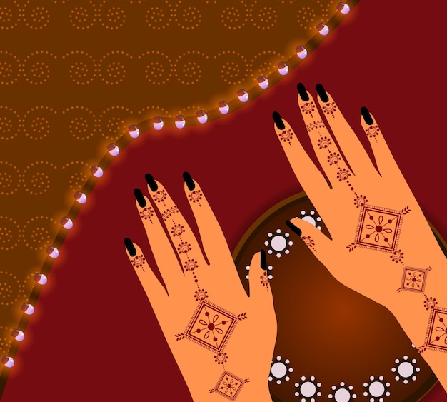 Vector henna mehndi handen vector illustratie, hand getrokken henna vector design, floral henna mehndi vector