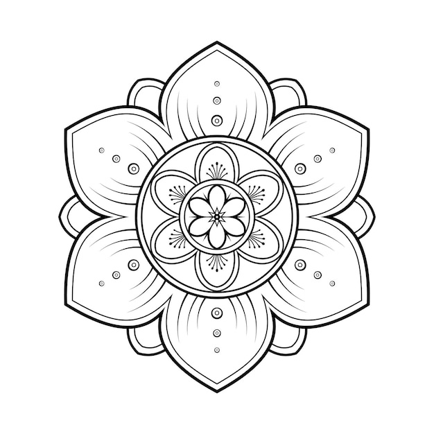 Henna ornament floral line decorative circle pattern mandala design for coloring book page