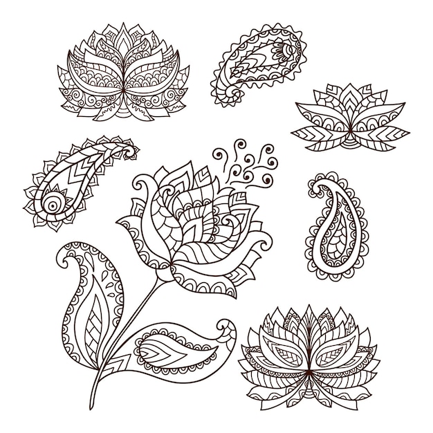 Henna tattoo doodle vector-elementen