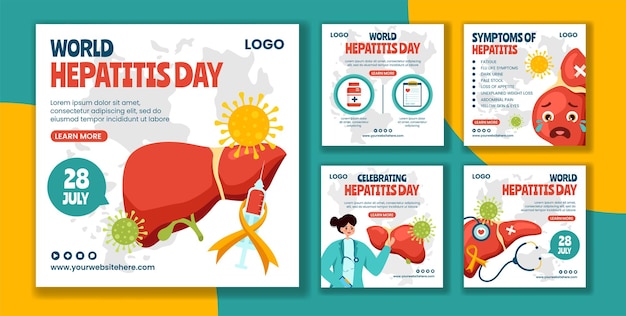 Hepatitis Day Social Media Post Flat Cartoon Hand Drawn Templates Background Illustration