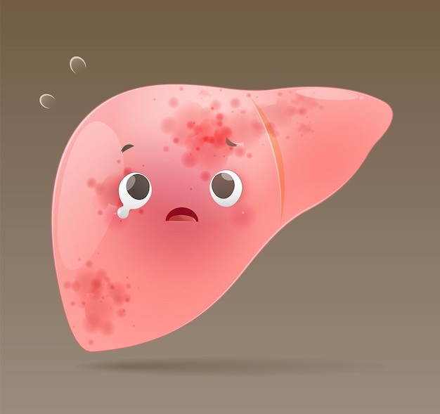 Hepatitis illustration. cartoon liver disease