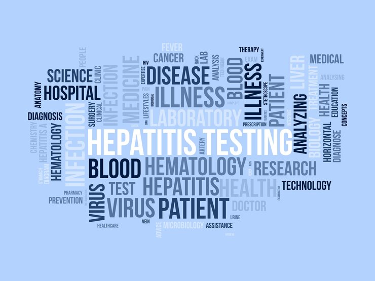Vector hepatitis testing woordwolk sjabloon gezondheid en medisch bewustzijn concept vector achtergrond