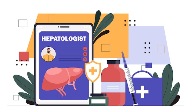 Hepatologist equipment concept pills and drugs medicines near notepad medical experiments diagnosis