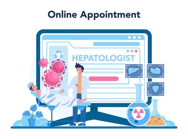 Hepatologist online service of platform illustratie