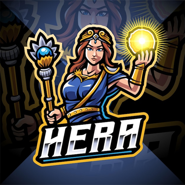 Hera esport mascotte logo ontwerp