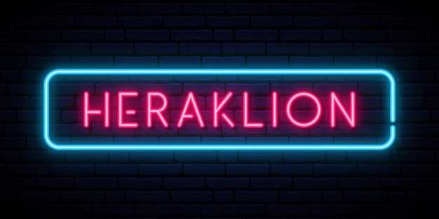 Concetto dell'illustrazione dell'insegna al neon di heraklion