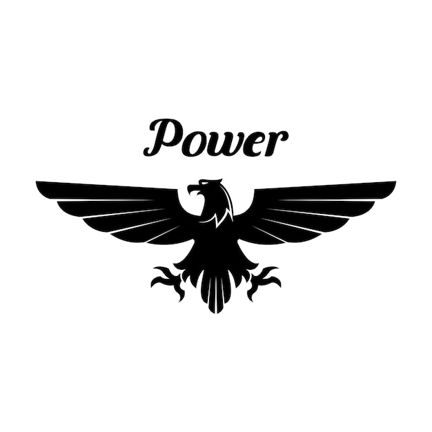 Vector heraldic black eagle or vulture vector icon