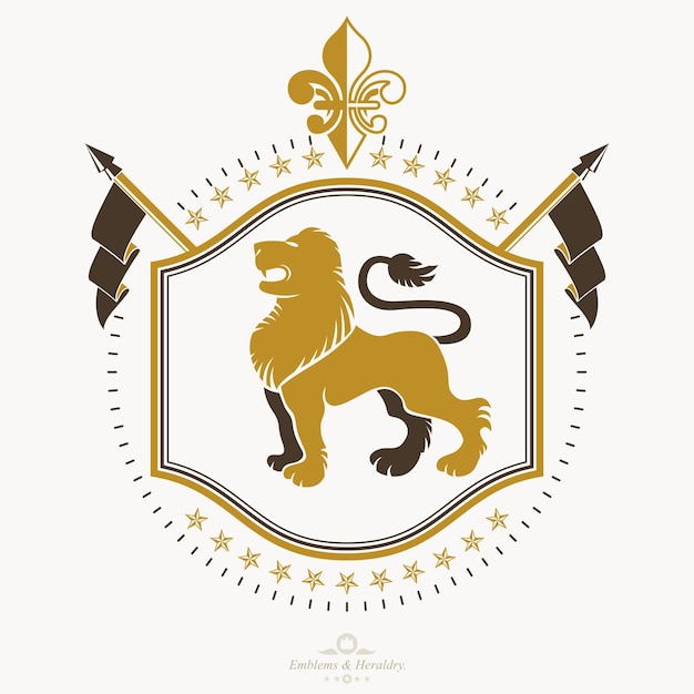 Emblema decorativo stemma araldico illustrazione vettoriale isolato.