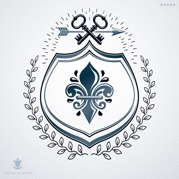 Геральдический герб, винтажная векторная эмблема.