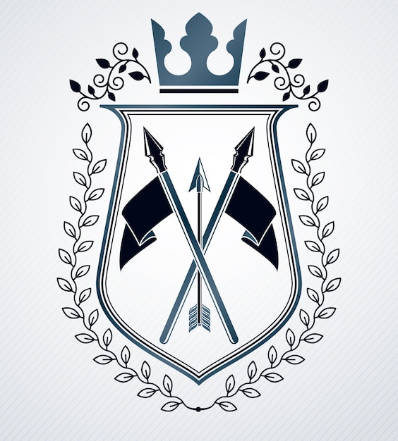 Геральдический герб, винтажная векторная эмблема.