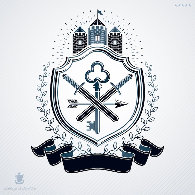 Vector heraldic design, vector vintage emblem.