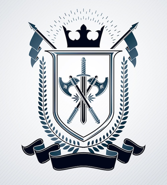 Heraldic design, vector vintage emblem.