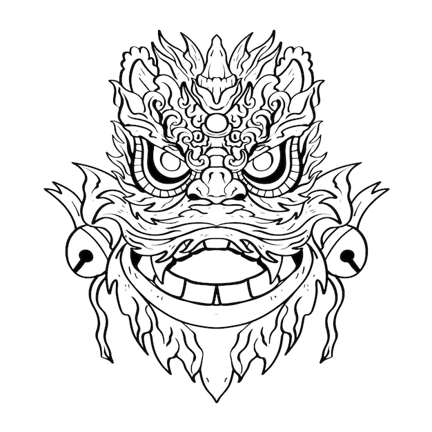 Геральдическая голова дракона Татуировки черно-белая эмблема из чернильных пятен